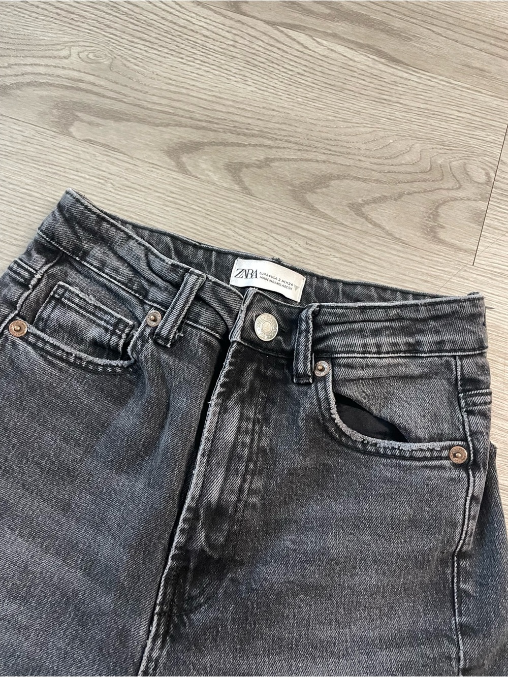 ZARA High-Rise Washed Gray Black Women's Jeans
